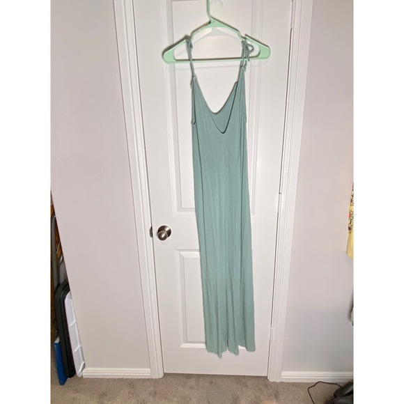 Rolla Coster Green Maxi Dress Tie Strap V Neck Casual Summer Dress - Picture 3 of 6